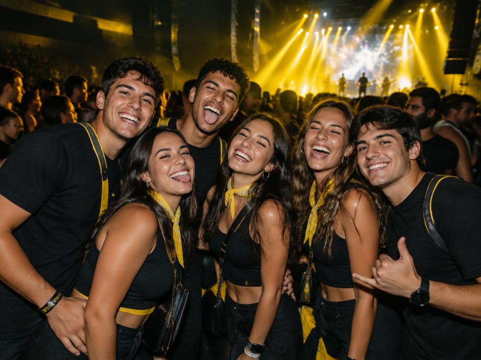 Grupo de jovens em um evento musical